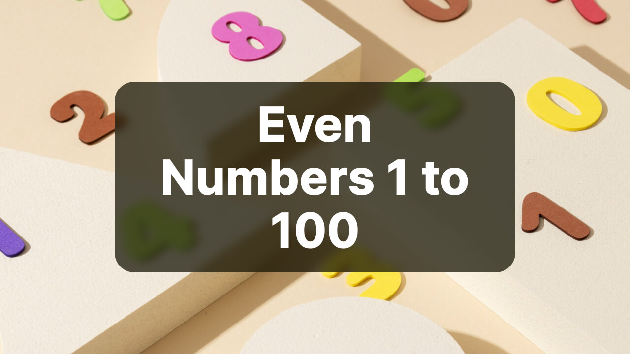 Even Numbers 1 to 100