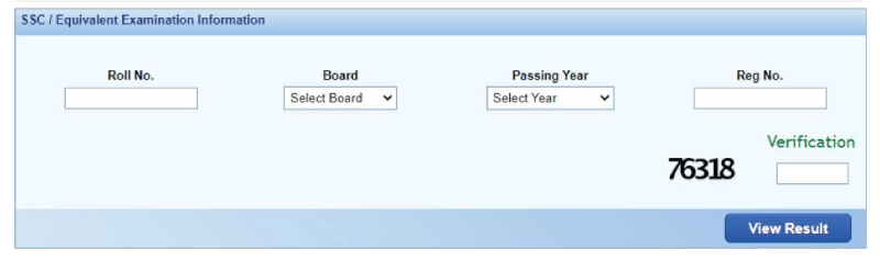 XI Class Admission Result View Option